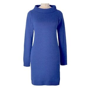 BODEN Mock Turtleneck Blue Waffle cashmere blend Sweater Dress